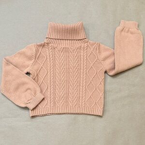 Tahari Kids Peach Cable Knit Turtleneck Sweater Size 5/6